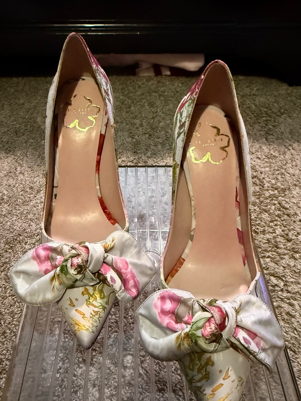 Ted Baker Floral Knot Pointed-Toe Pumps - Pink & White